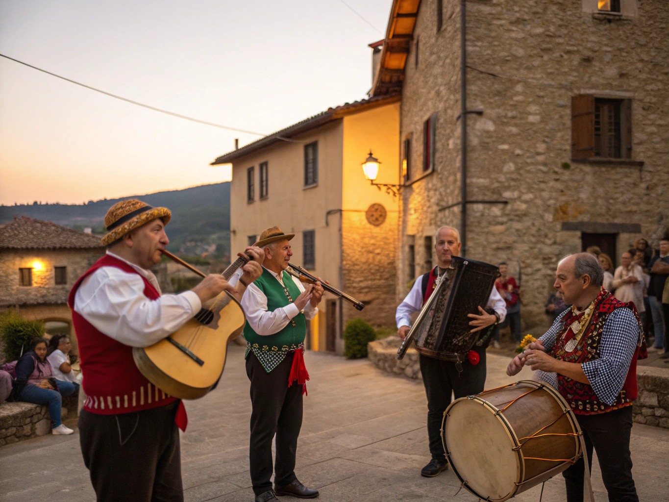 Heritage artwork of traditional folk musicians