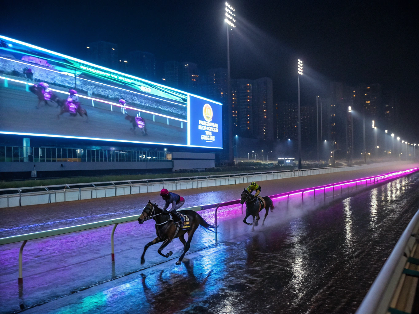 Intense Kadri Kambala race illuminated at night