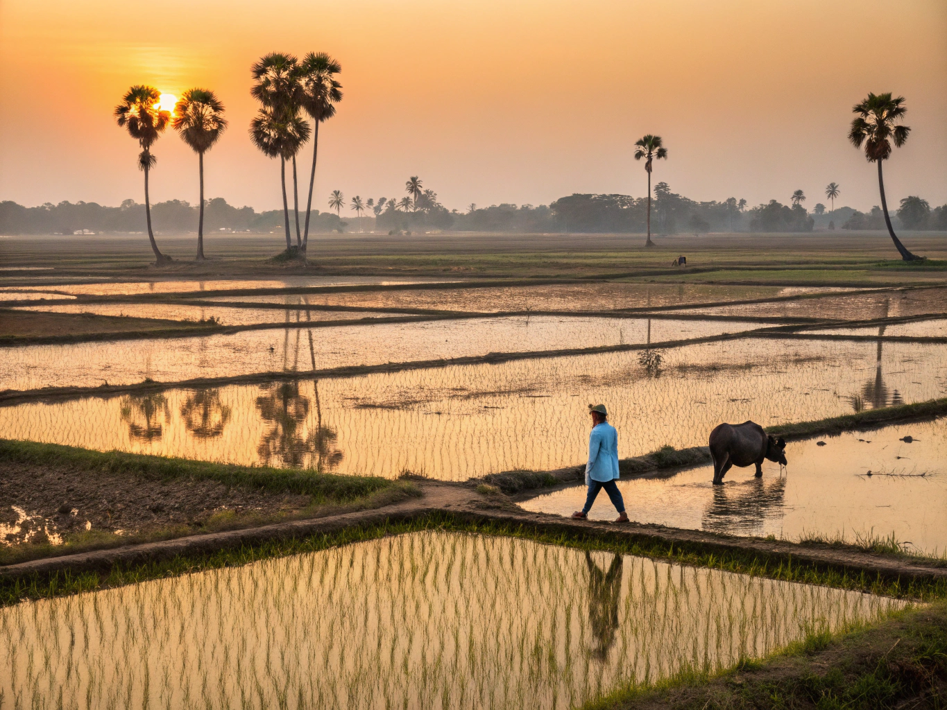 Traditional Kambala buffalo racing in muddy paddy fields